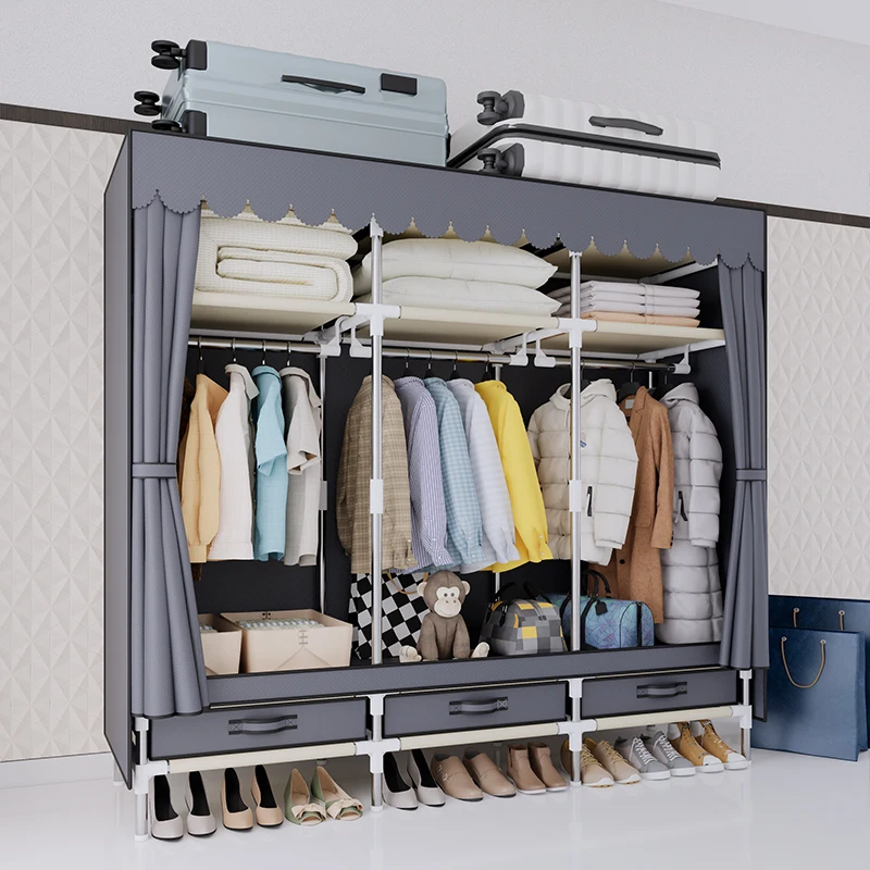 

Closet with Drawers, 65" Large Portable Wardrobe with Dust Cover, Heavy-Duty Fabric Storage for Bedroom and Apartment