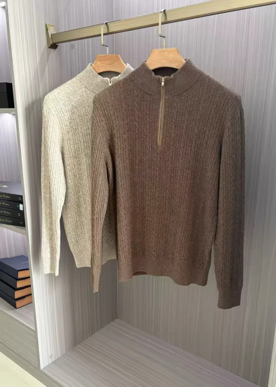 

Men's Knitted Sweater f High Collar Zipper Twist Wool Blend Casual Long Sve Sweater Autumn Winter New Sle Slim Fit Bu...