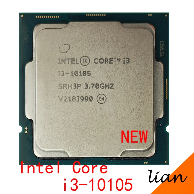 โปรเซสเซอร์ซีพียูแปดแกน Quad-core ใหม่ i3-10105 Intel Core i3 10105 3.7 Ghz L3 = 6ม. 65วัตต์ LGA1200ใหม่แต่ไม่มีตัวระบายความร้อน