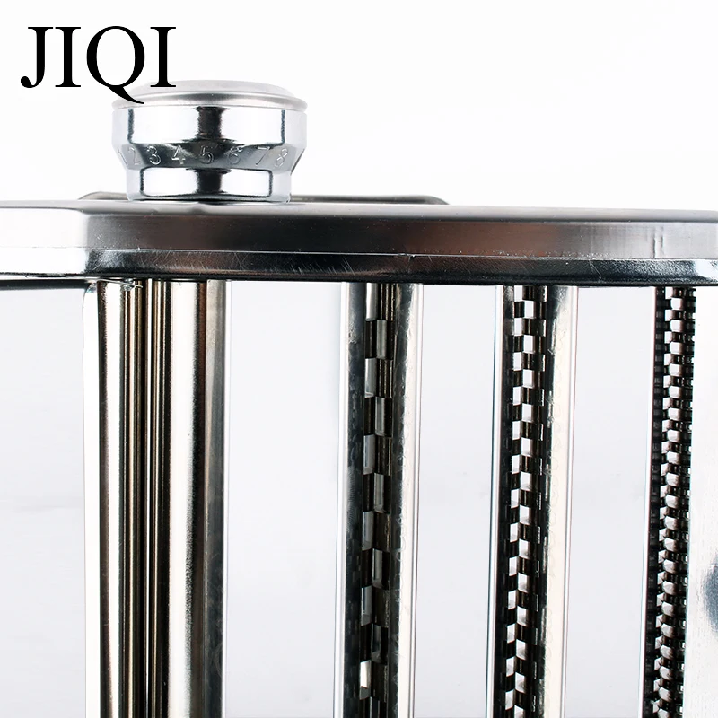 JIQI Stainless Steel Manual Pasta Maker Handmade Spaghetti Press Machine Roller Noodles Hanger Hand Operated Crank Dough Cutter