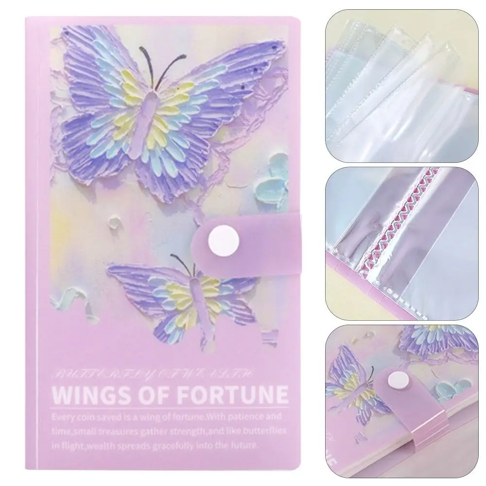 Risparmia denaro 100 buste Risparmio di denaro Sfida Pittura a olio Farfalla Raccoglitore di risparmio riutilizzabile Impermeabile portatile