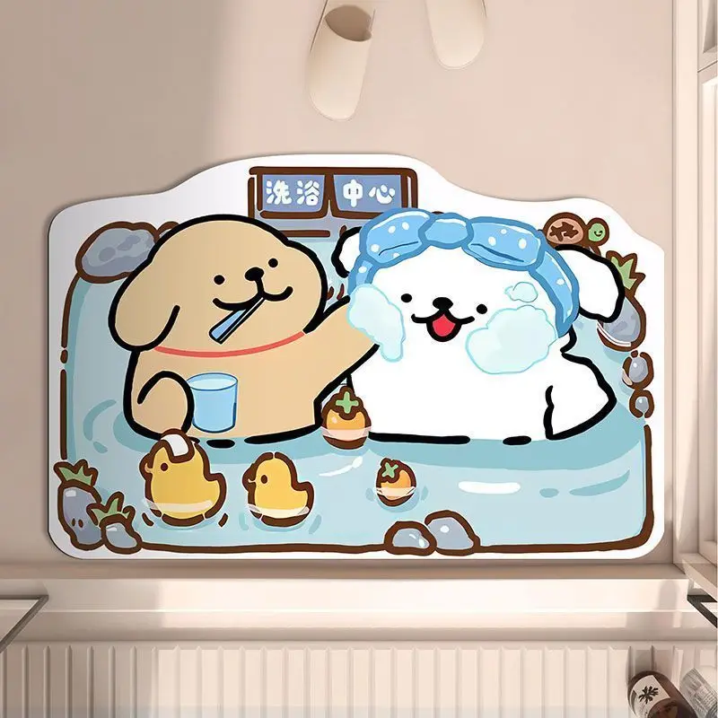Line puppy bathroom diatom mud absorbent floor mat non-slip quick drying small new comfortable toilet floor mat toilet carpet