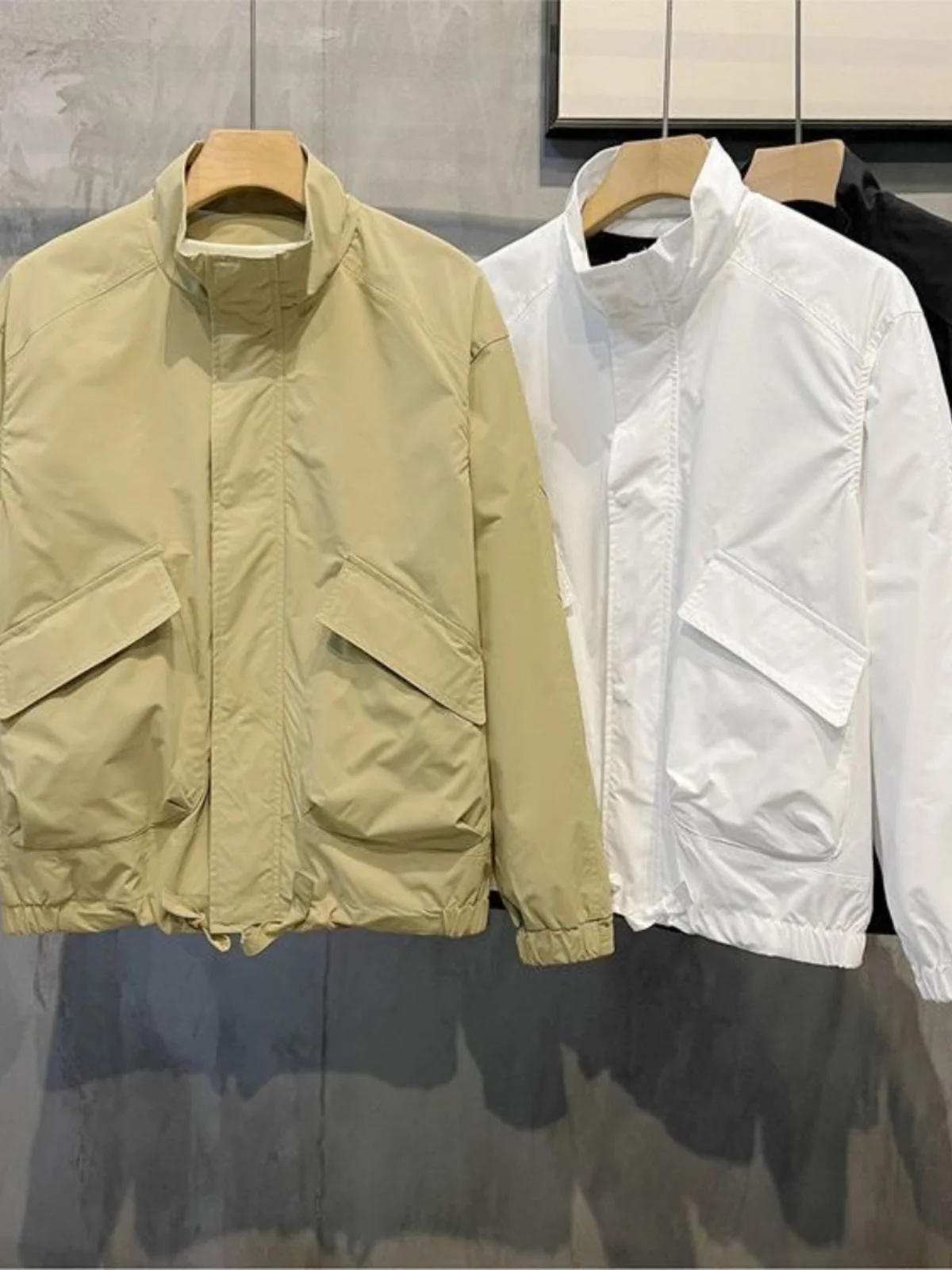 

Spring Autumn 2024 Men's Stand Collar Jaet Slim Fit Baseball Sle ket Outerwear Faionable Urban Casual Long Sve Zi...