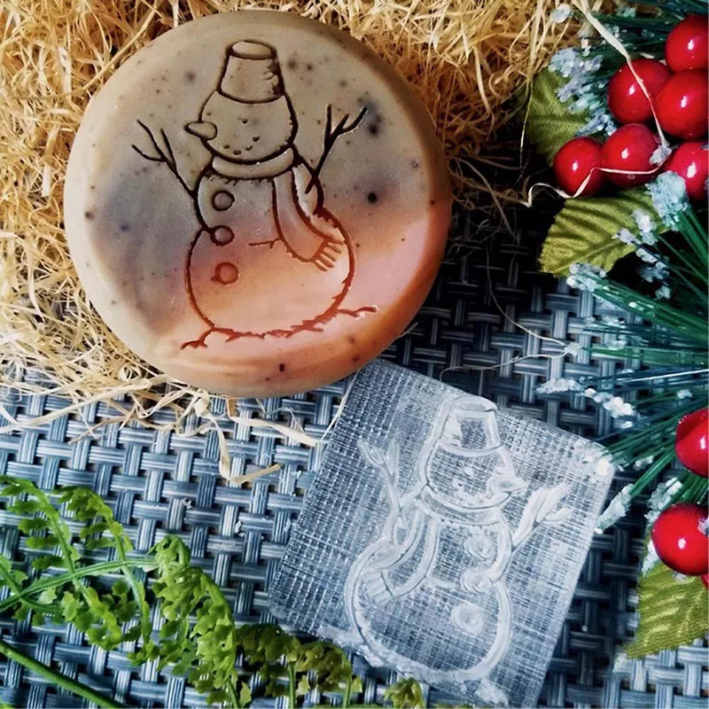 Merry Christmas Series Transparent Handmade Soap Stamp Xmas Snowman Acrylic Soap Making Supplies Kits 40x40 mm