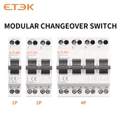 ETEK Din Rail MTS Dual Power Manual Transfer Switch Modular Changeover Switch Interlock Circuit Breaker1P 2P 4P 40A 230V EKCS101