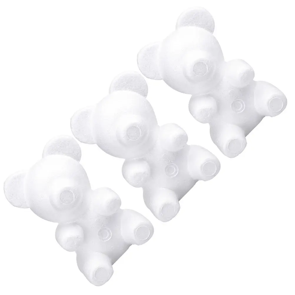 3Pcs Bear Shape White Foam Balls 20Cm DIY Craft Embryo Bear Desktop Decor Perfect for Art Projects Desktop Decor view 3