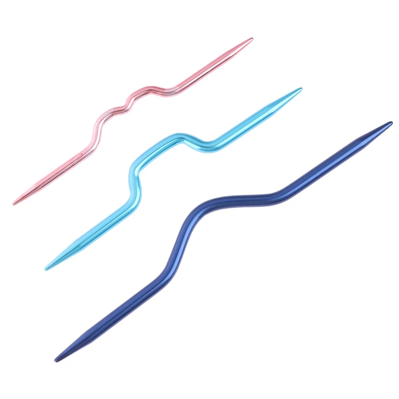 

3 шт./лот, изогнутые крючки для вязания, алюминиевые спицы, булавки для шарфа, свитера, твист-плетения, швейные стежки, вязаные инструменты