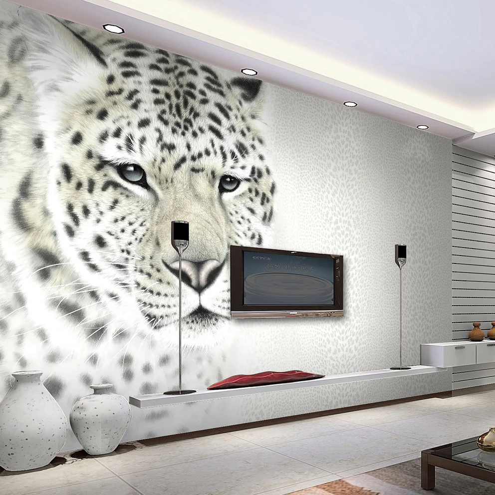 Customized products Animal White Leopard Mural 3D Wall Paper Living Room TV Sofa Background Modern Simple Home Decor bedroom 8d
