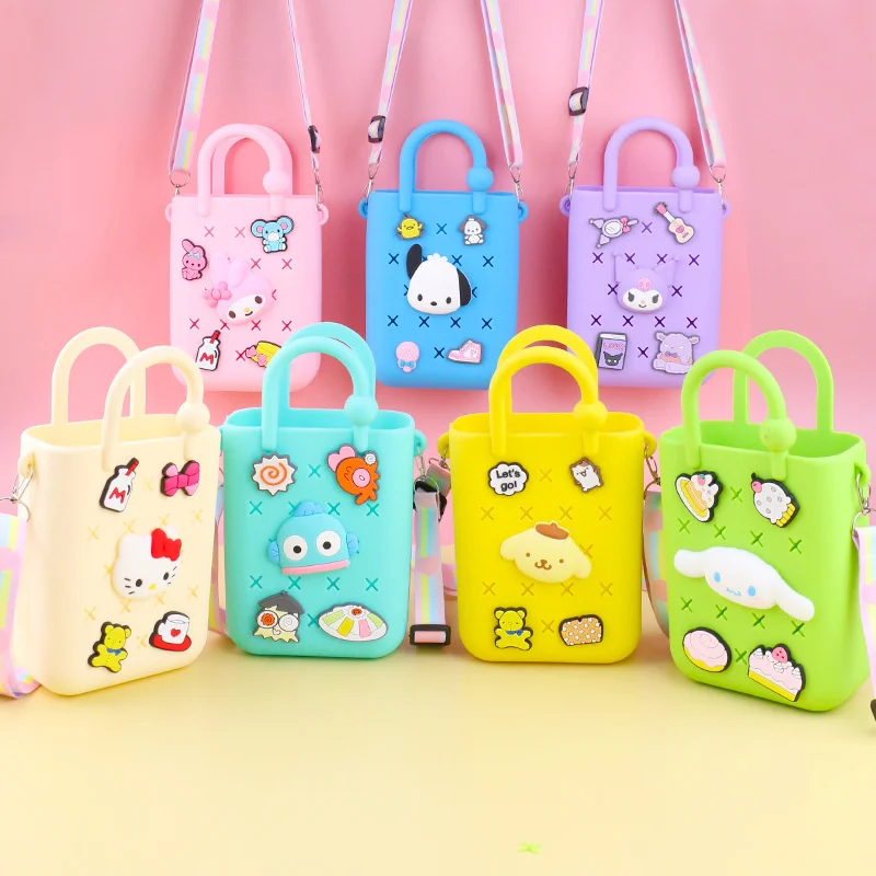 Sanrio My Melody Silicone Children's Bag, Hello Kitty, KEROKERO Handbag, Kuromi Wallet, Keychain, Cinnamoroll, Pocketbook