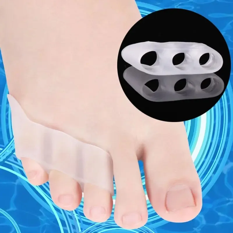 1 Pair Soft Silicone Toe Separator Corrector Three Hole Toe Sleeve Small Toe Varus Protector Pain Relief Foot Care