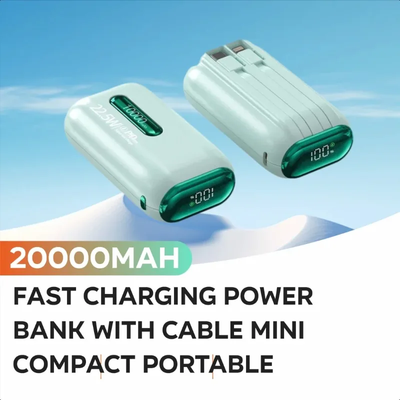 

Fast Charging Power Bank with Cable Mini Compact Portable 10000mAh Mobile Power Bank