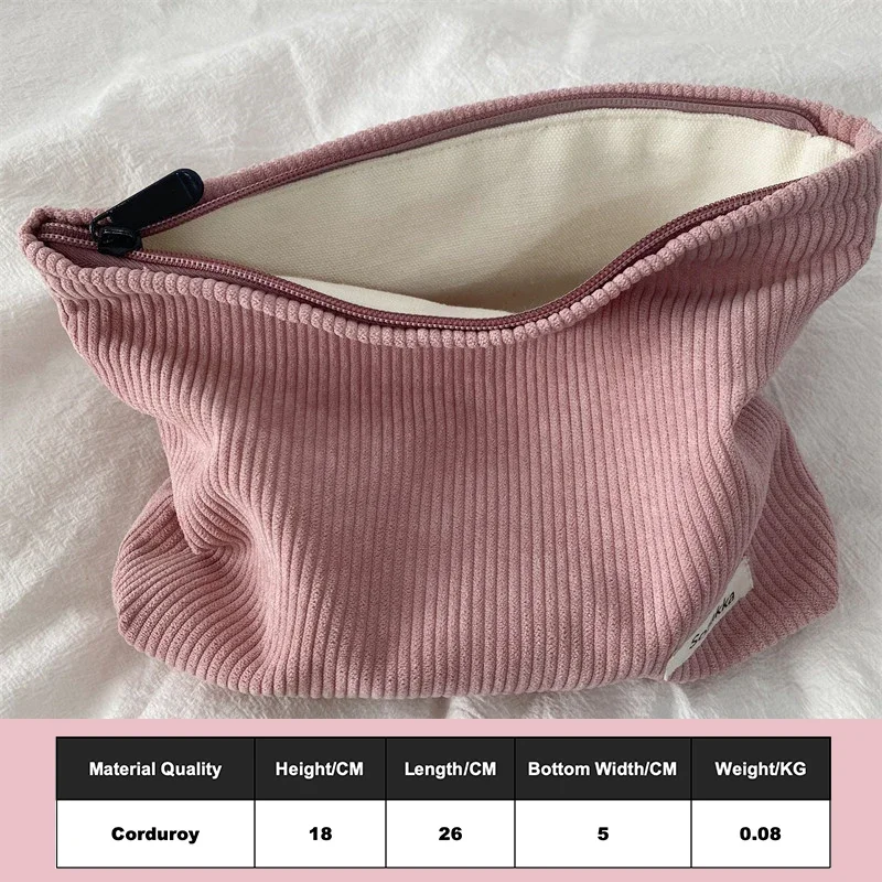 Corduroy Cloth Makeup Pouch Clutch Bag Women Handbag Travel Cosmetic Organizer Ladies Carry Bag Make Up Smartphone Storage Case