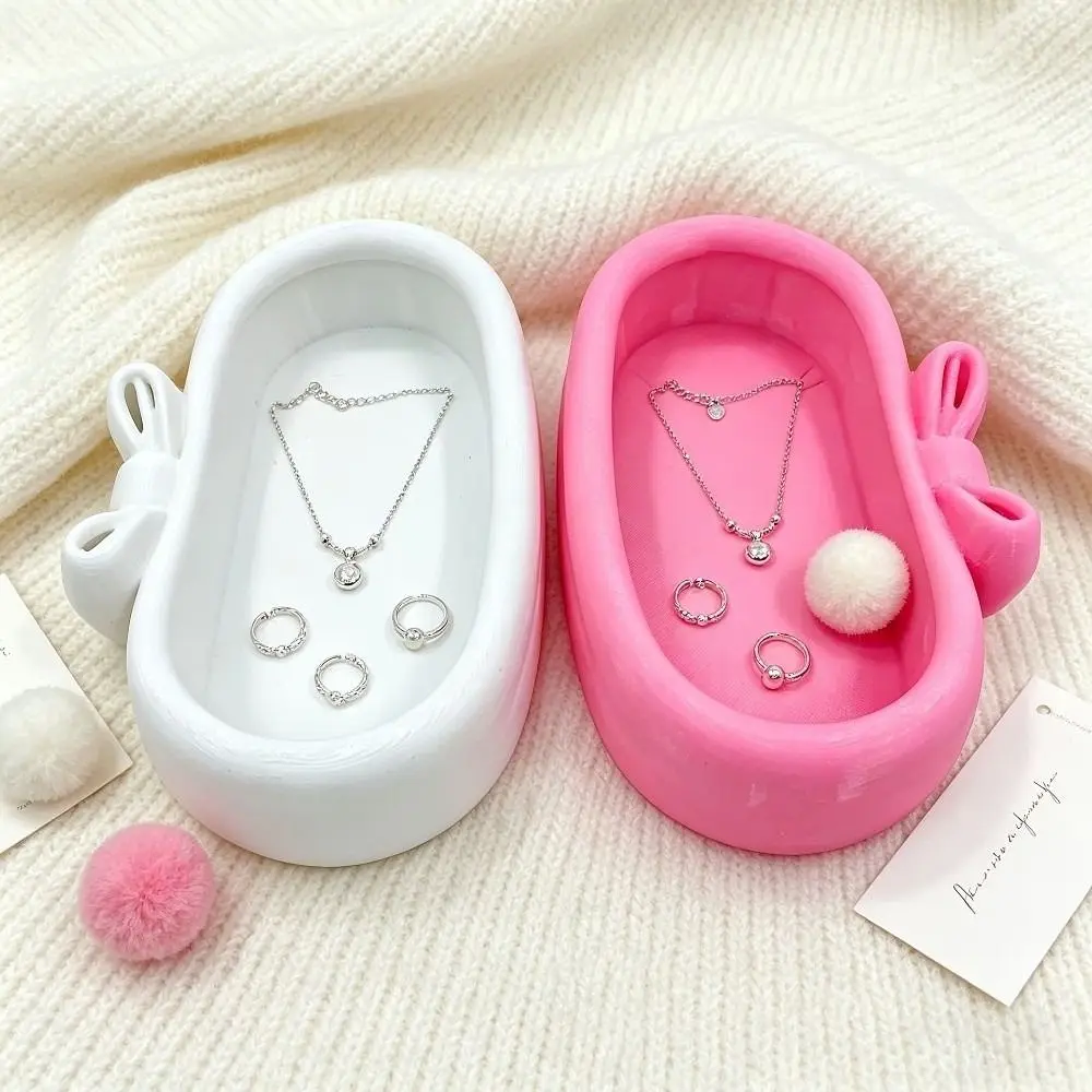 3D Printed 3D Printed Bow Storage Box Love Heart Shell Shape Desktop Organizer Trinket Dish Ring Holder Large Capacity Plastic