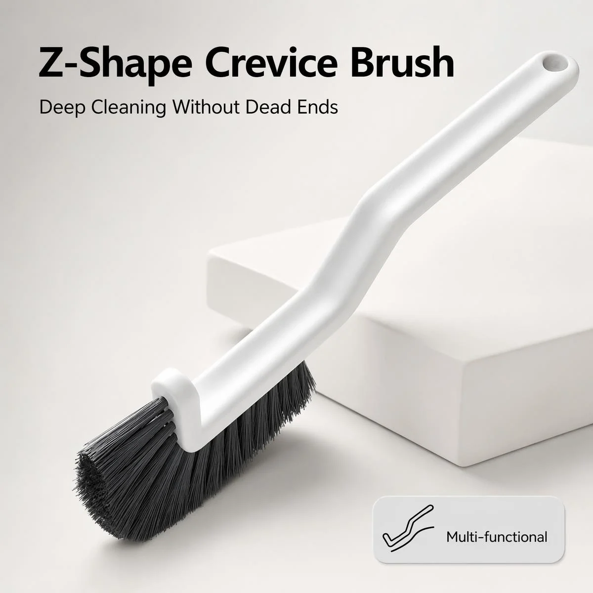 Z-Shaped Long Handle Gap Cleaning Brush, Double Sided Hard Bristle Deep Clean Brush for Window Slider, Bathroom Crevice, Toilet