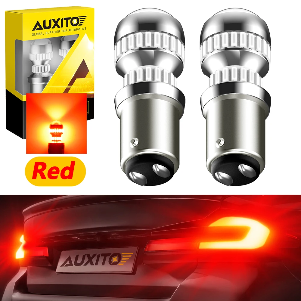 2 uds AUXITO rojo 1157 P21/5W P21-5W BAY15D foco de luz de freno LED cuarto y parada lámpara trasera P21W 7443 bombillas 12V SMD Canbus