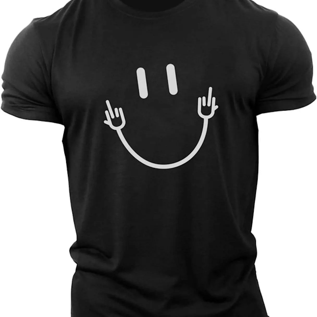 جديد اللياقة البدنية الرياضة اللياقة البدنية الكرتون وجه مبتسم طباعة الرجال عارضة تي شيرت