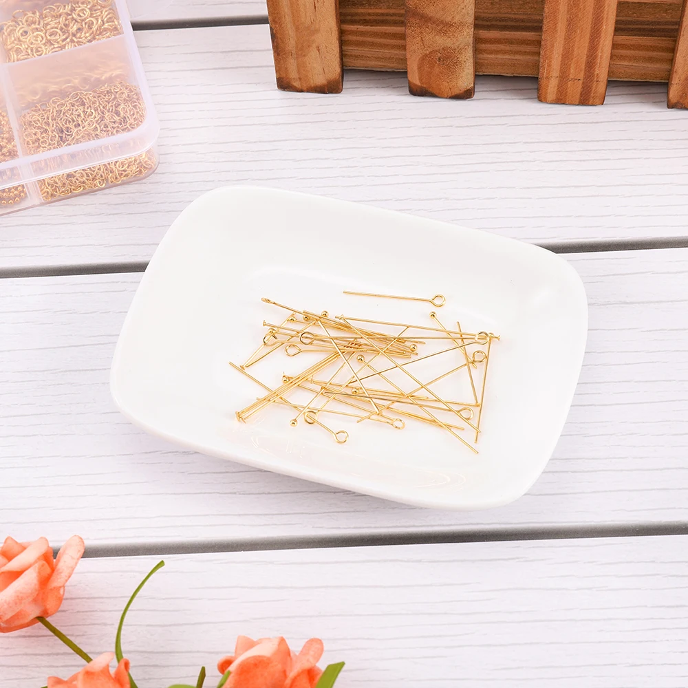 50/100Pcs Gold Color Stainless Steel Heads Eye Flat Head Pin Ball Head Pins for DIY  Earrings Jewelry Making Accessories