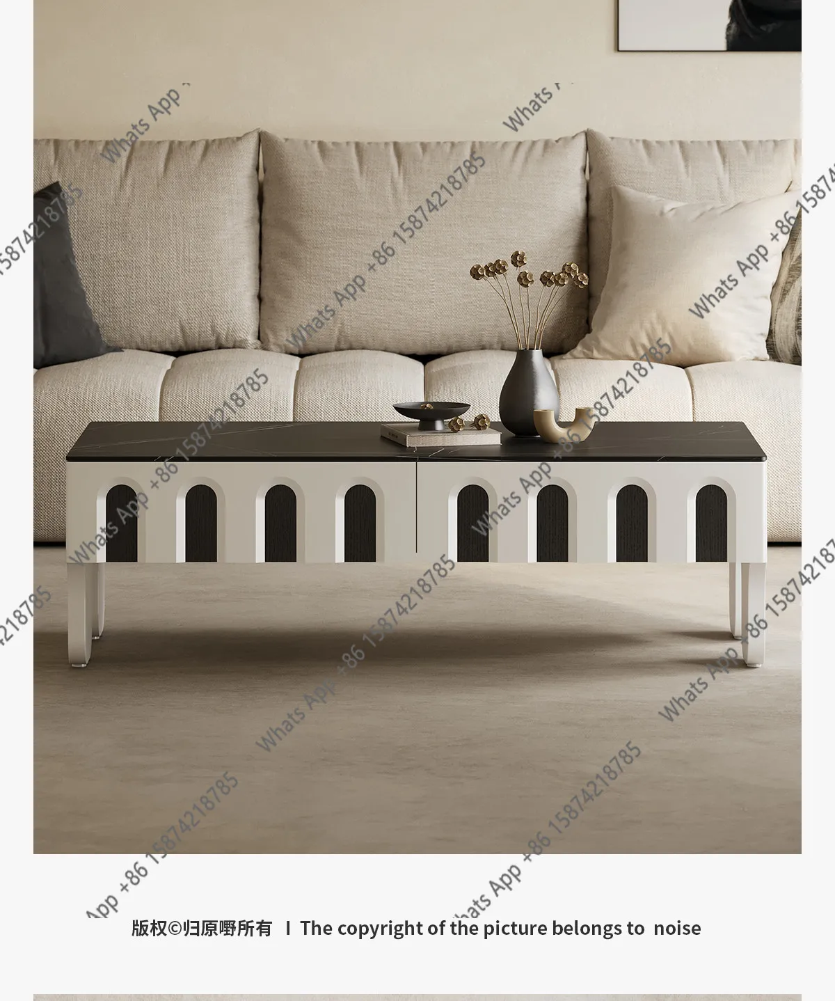 Kk French Retro Rock Slab Coffee Table Small Apartment Household Light Luxury Modern Designer High-end Atmospheric Coffee Table