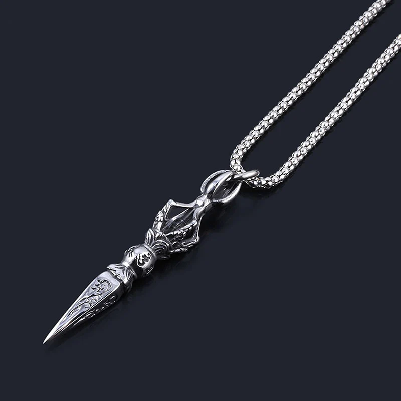 1pc Men Rock Punk Tibetan Buddhist Protection Necklaces Vajra Dagger Amulet Pendant