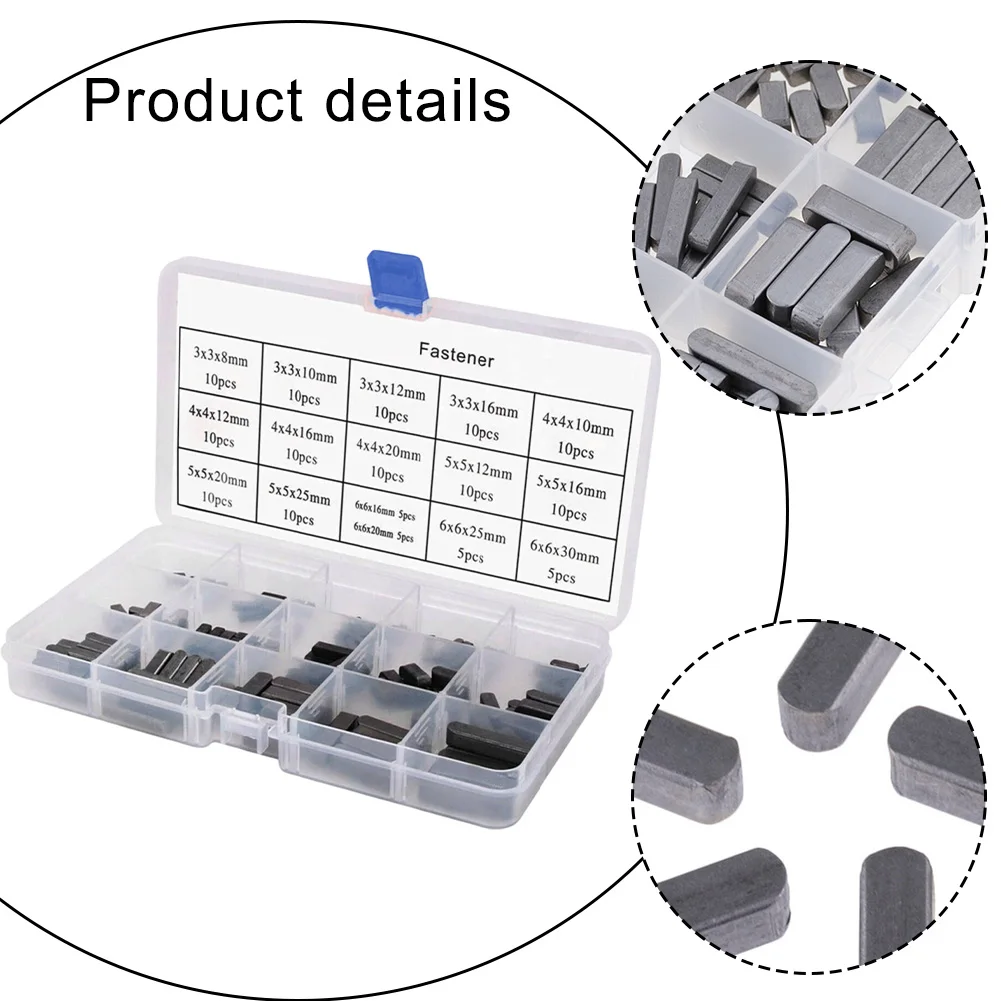 140pcs Boxed 3 4 5 6mm Parallel Keys Kit Round Ended Feather Key Set 3/4/5/6mm Other Power Tool Accessories