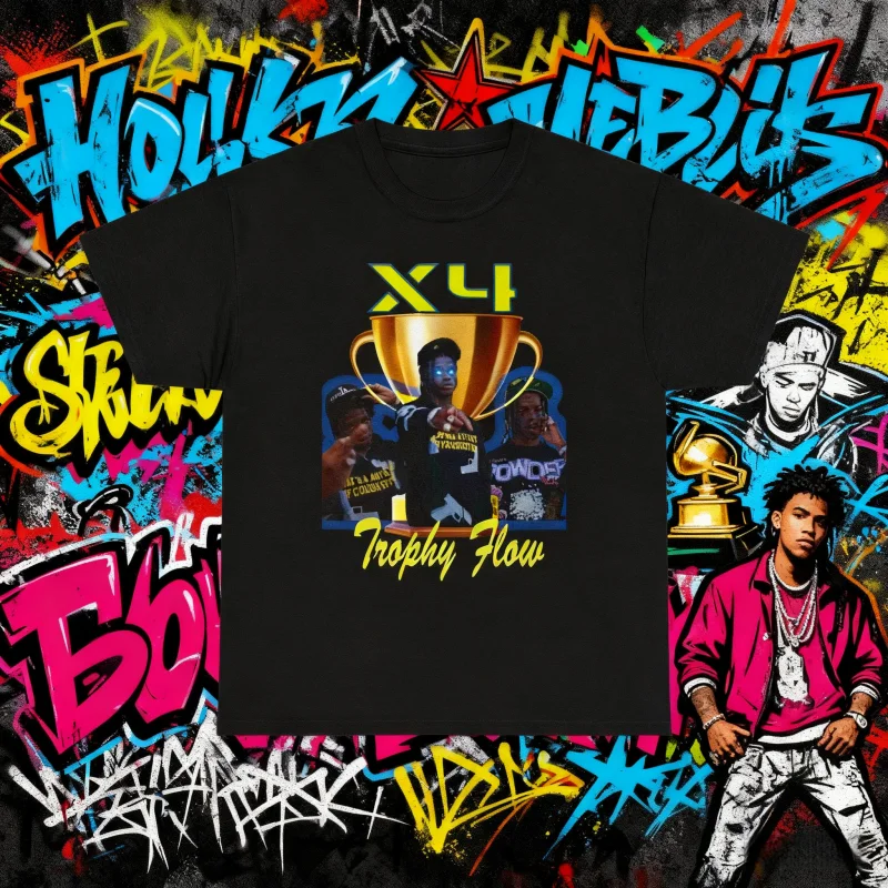 

2025Summer Hip-hop Los Angeles Crip Rapper Trophy Flow T-shirt, 100% Pure Cotton T-shirt Men's Women's Streetwear Short-sleeved