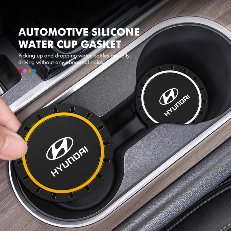 Car Coasters Silicone Water Cup Pads Non-Slip Mats Universal For Hyundai Tucson IX35 I30 I20 Kona Coupe Veloster I40 Getz