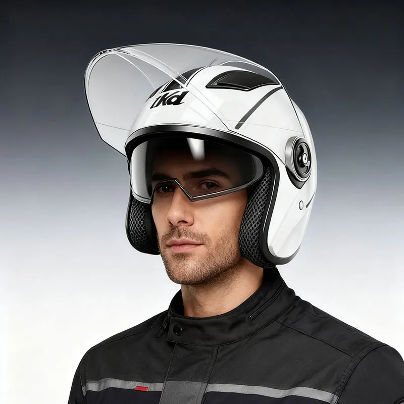 

Мотоцикл Go Kart, скутер, мотор-фургон, мотоцикл, винтажные шлемы с двумя линзами, четыре сезона, гоночные полушлемы, шлем