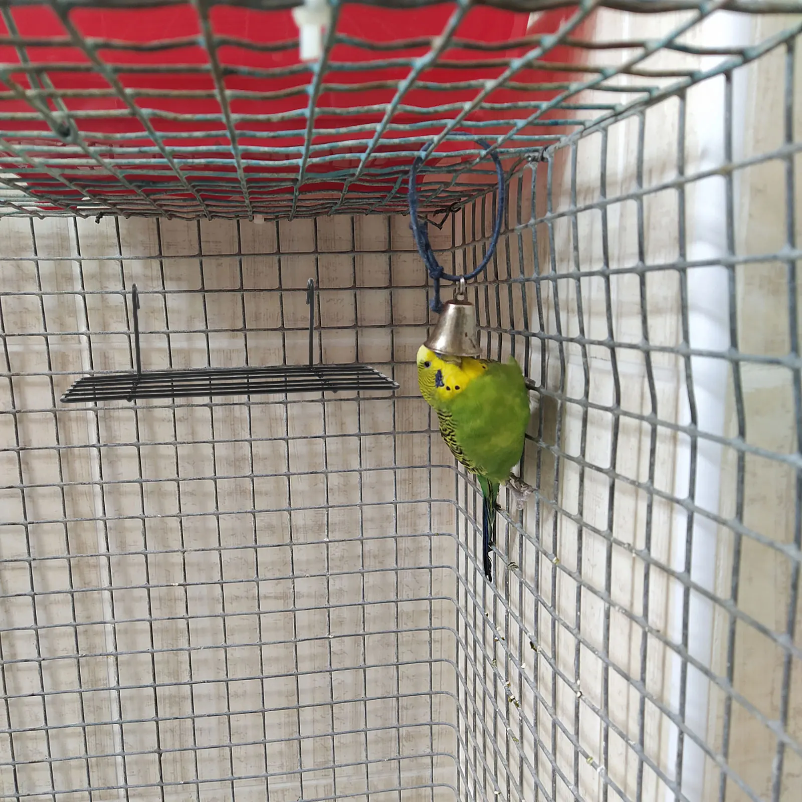 

2pcs Photo Wall Tray Iron Stand for Small Birds Parakeet Cage Accessories Durable Bird Toy Platform White Black Color