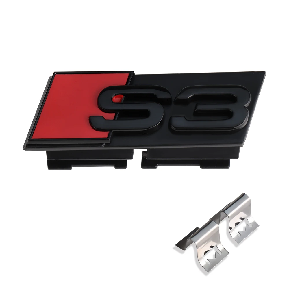 3D Metall S3 S4 S5 S6 S7 Logo-Emblem für Kühlergrill – passend für Audi Q3 Q5 Q7 A1 A2 A3 A4 A5 S3 S5 SQ5 SQ7 TT S Line Zubehör