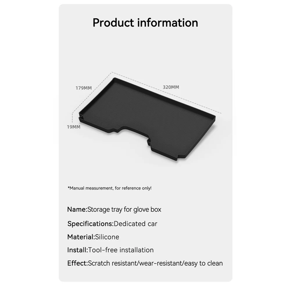 Black Silicone Glove Box Liner Tray for 2022 through 2025 CANBUS For vehicles 32 cm x 17.9 cm x 1.9 cm Easy Fit