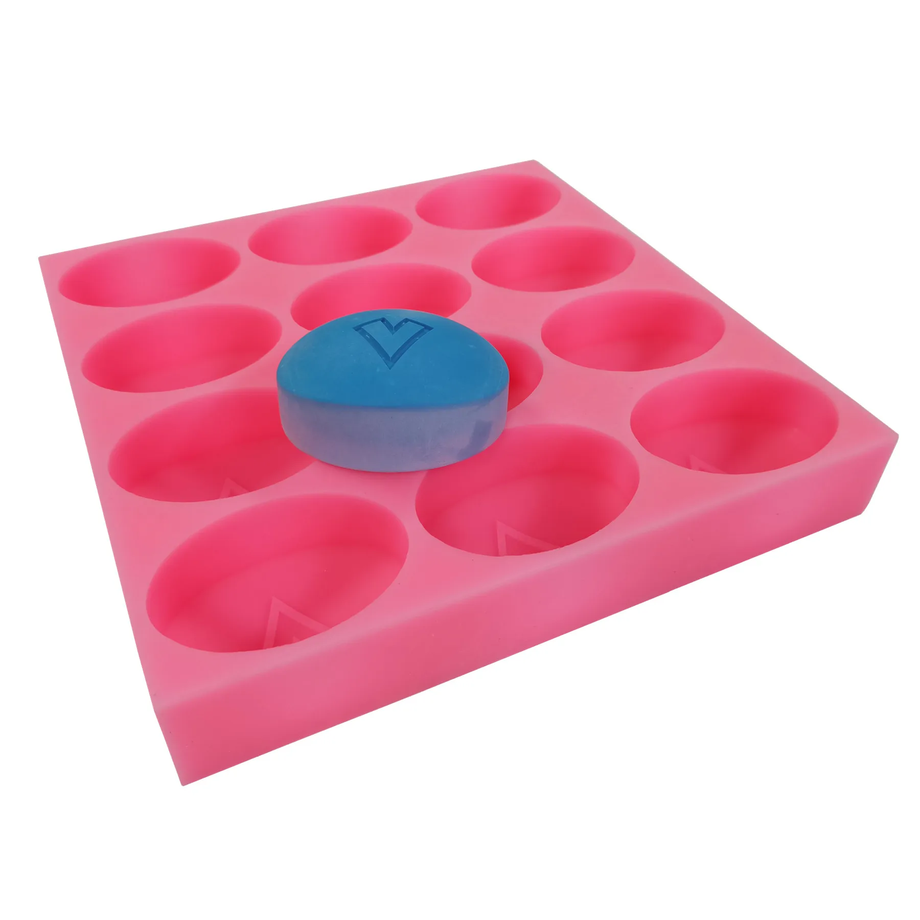 

12 Cavities Oval Custom Silicone Soap Mold with Company Logo for Soap Making