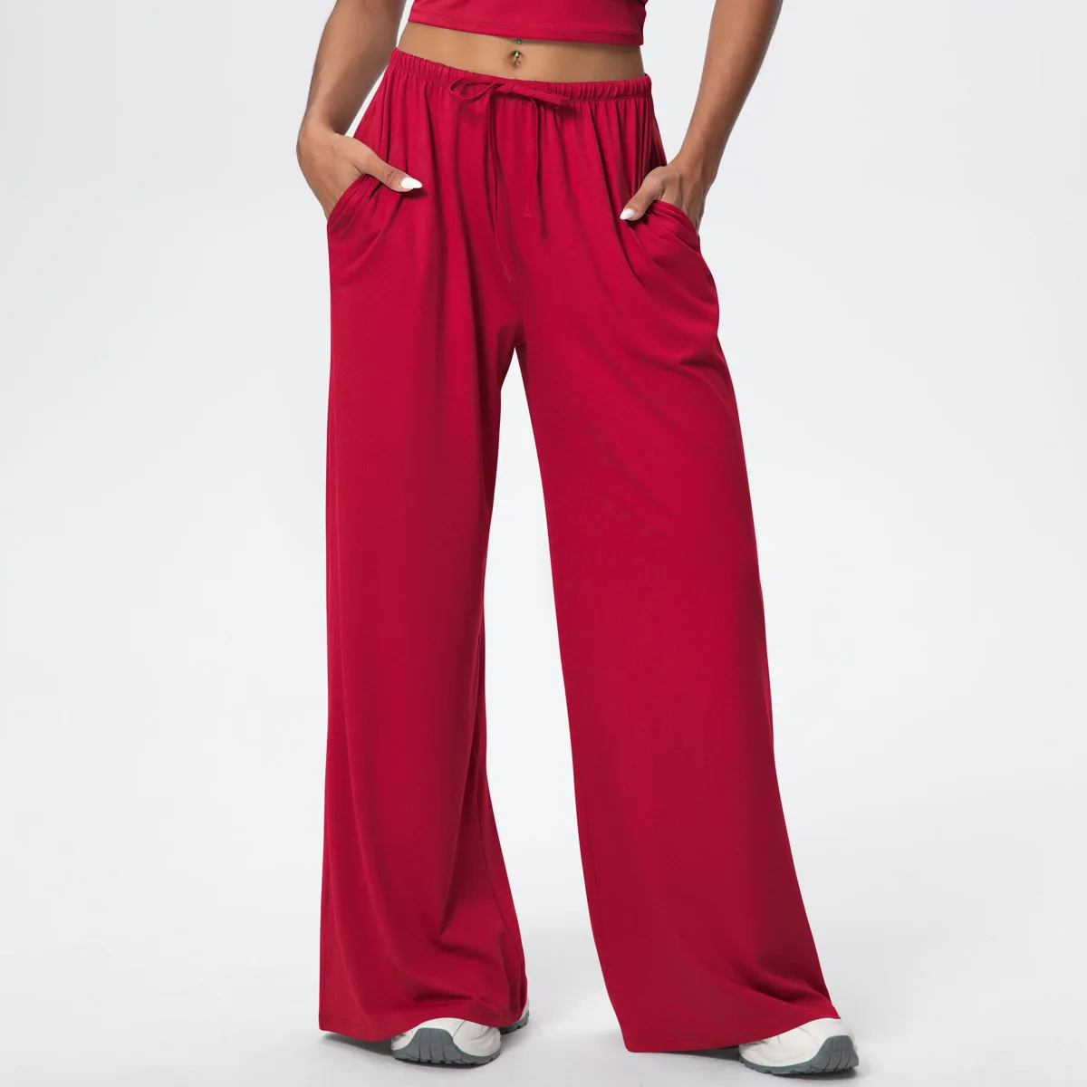 

Women Sports Loose Pants Straight Trousers Wide Leg with Pockets Casual High Waist Gym Workout Leggins Yoga Pant Sportswear