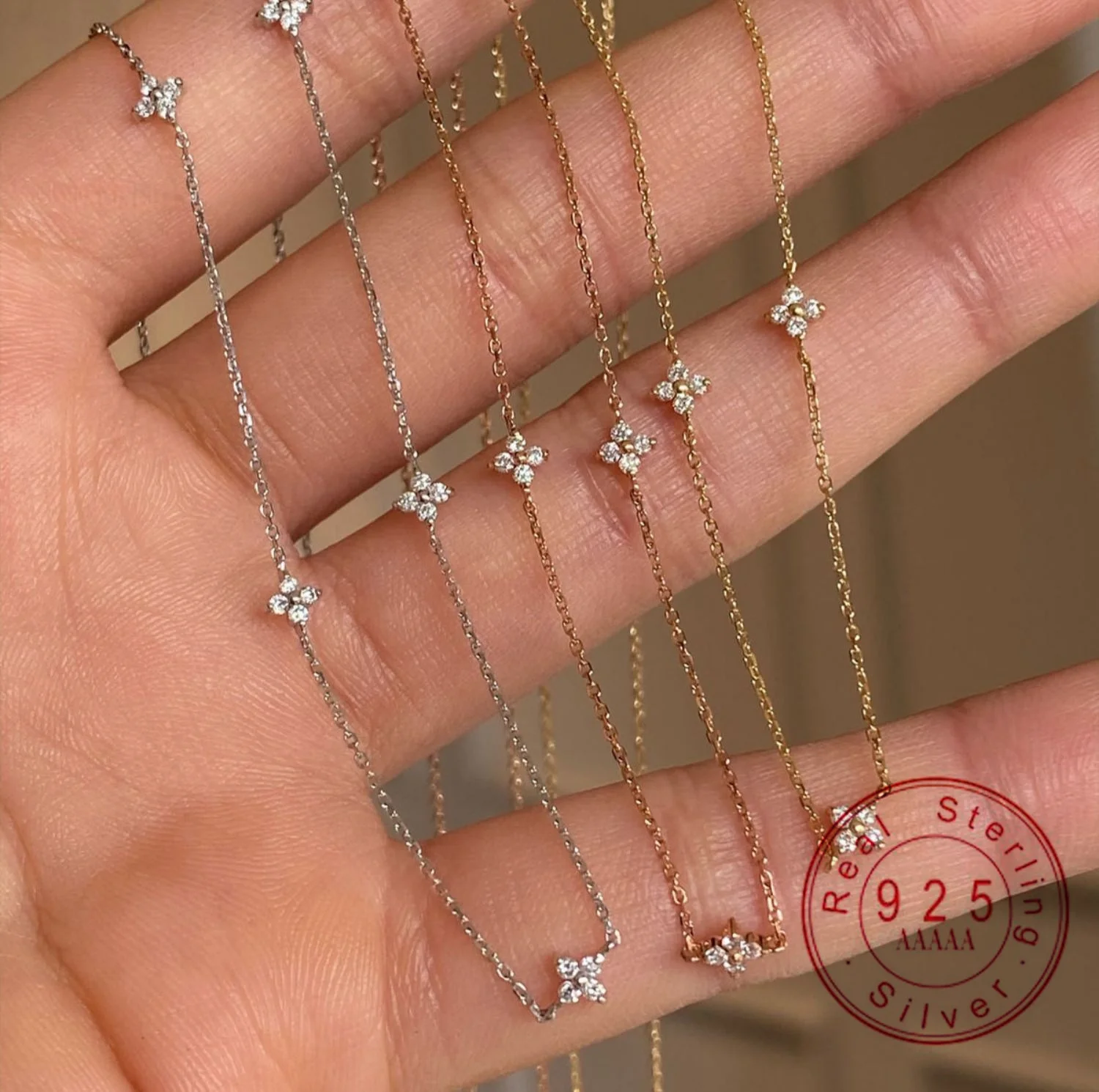 925 Sterling Silver 18K Gold Plated Star Necklace, Dainty CZ Four-Pointed Star Pendant Choker, Minimalist Hypoallergenic Jewelry