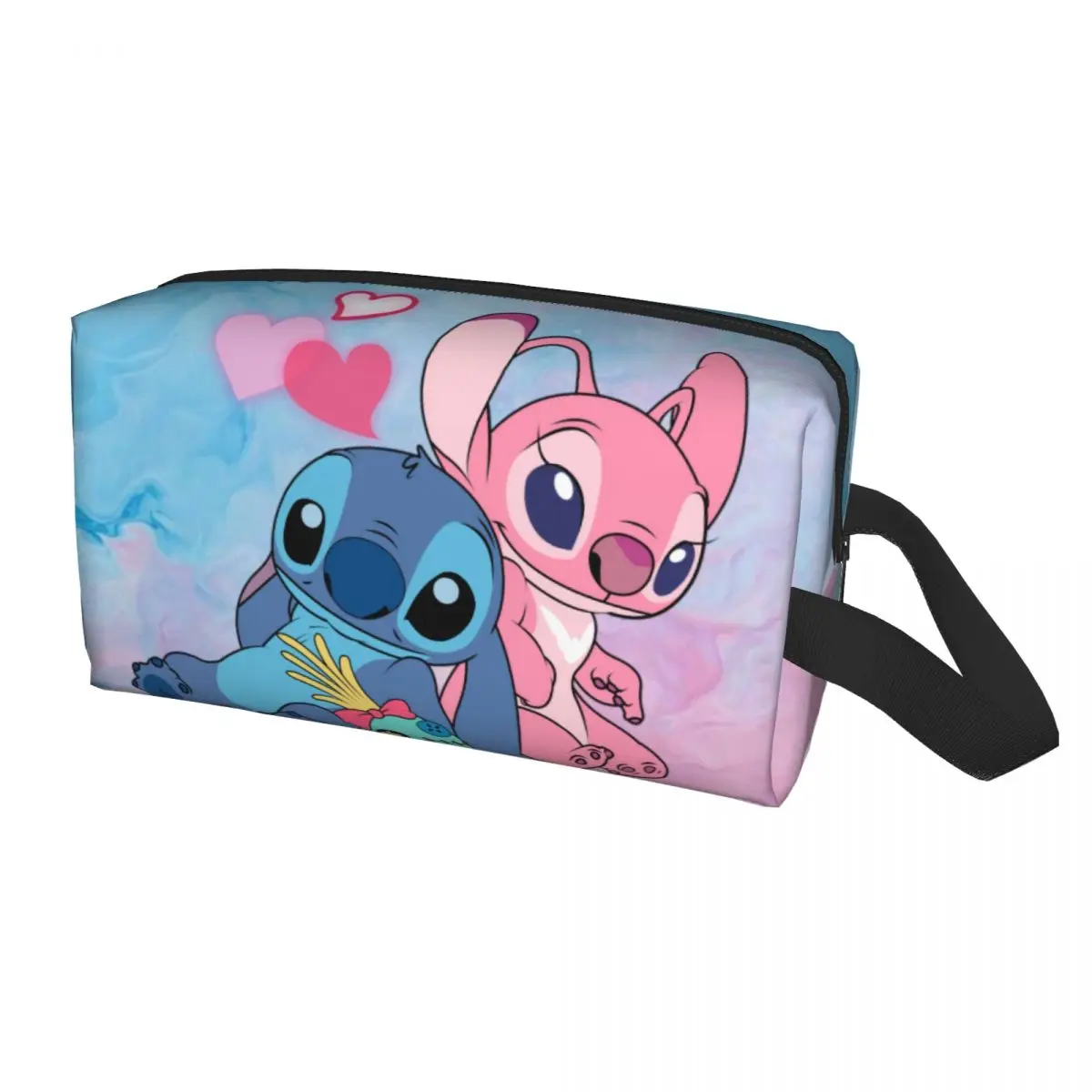 Custom Fashion Stitch Angel Reizen Toilettas Vrouwen Disney Anime Make-Up Cosmetische Organizer Schoonheid Opslag Dop Kit