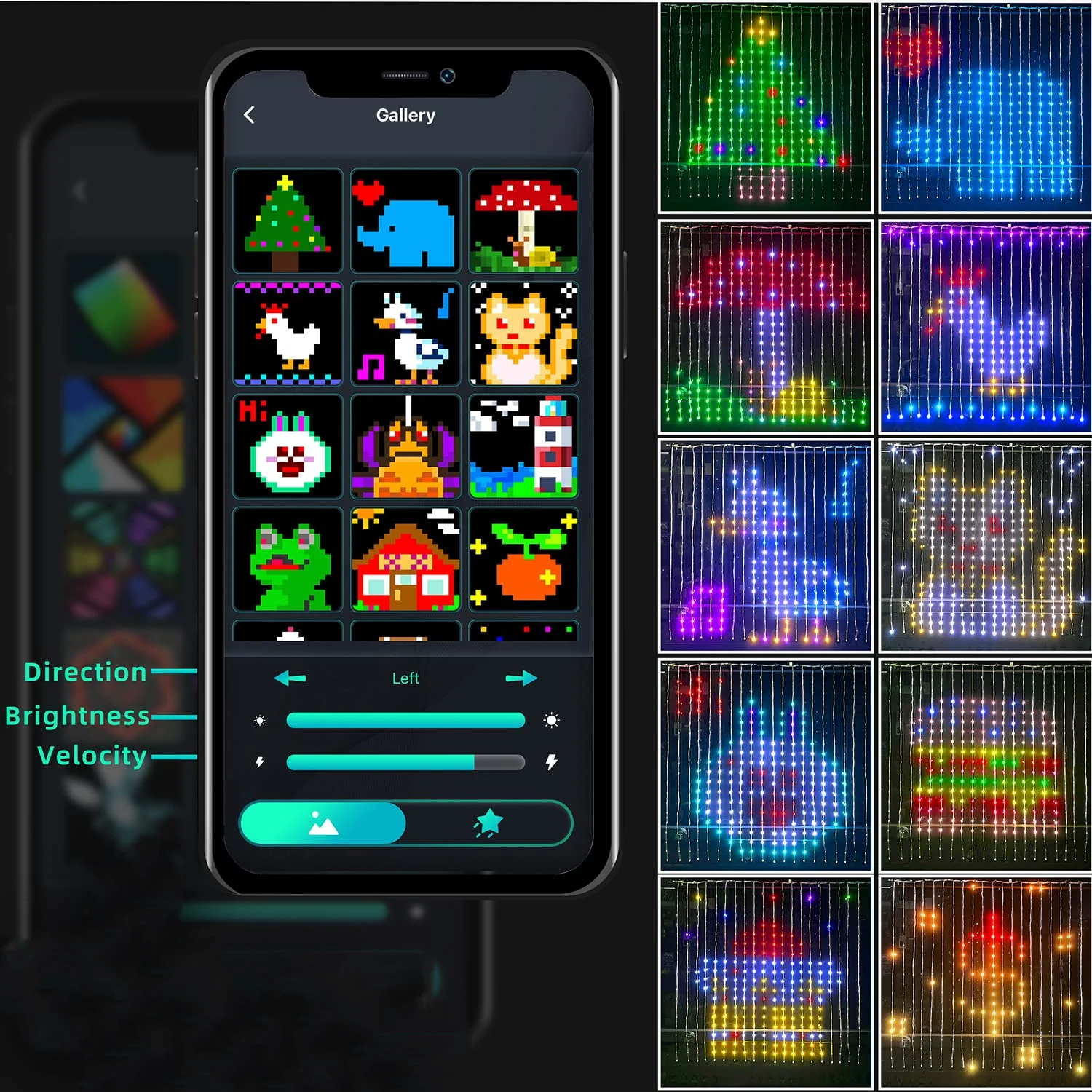 ضوء ستارة ذكي RGBIC ، LEDs ، تطبيق بلوتوث ، تغيير موسيقى DIY ، عرض صور الرسوم المتحركة ، سلسلة إكليل خرافية ، ديكور منزلي