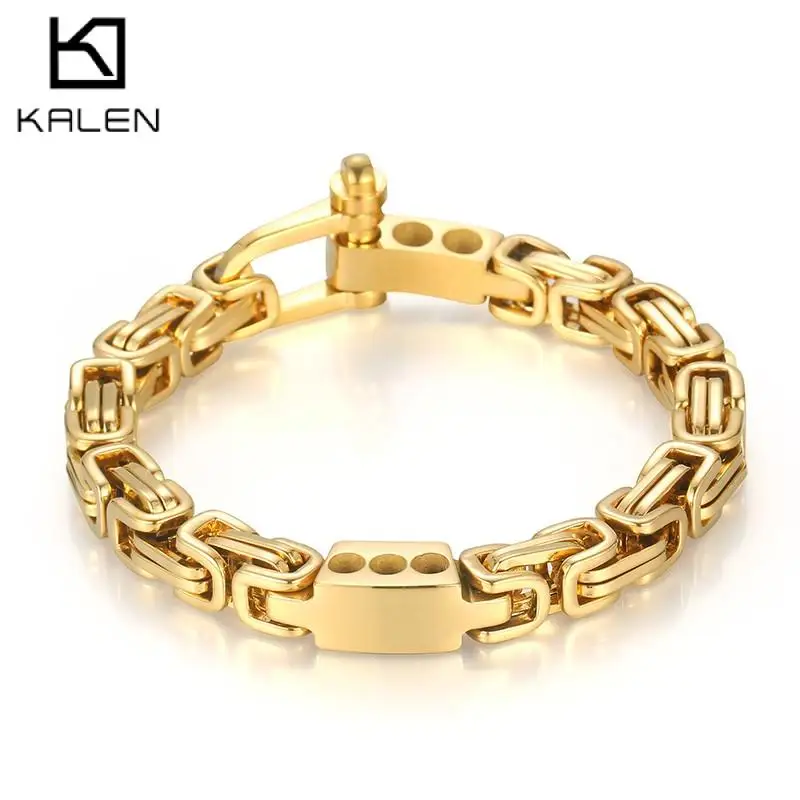 

KALEN Vintage Men's Bracelets Black Color Emperor Chain Stainless Steel Pulseras Jewelry Byzantium Charm Bracelet Wholesale