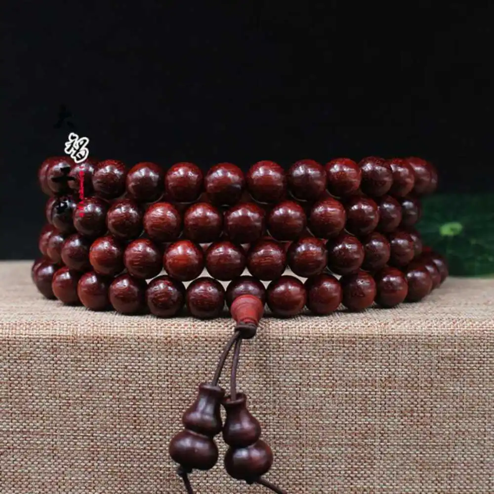 

6MM 108 Lucky Natural Rosewood Cuff Girl Bracelet Diy Souvenir Elegant Mental Chain Yoga All Saints' Day Calming Buddhism