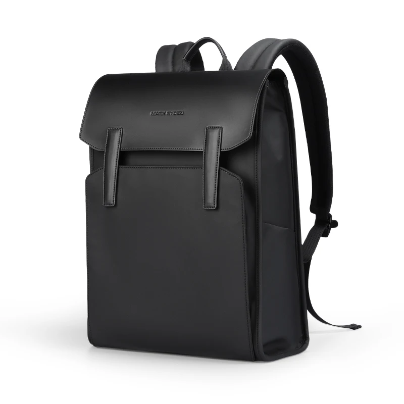 Mark Ryden Klassieke zakelijke werk zwarte lederen rugzak 15,6 inch laptop waterdichte tas schooltassen zakelijke rugzak voor heren - afbeelding 1