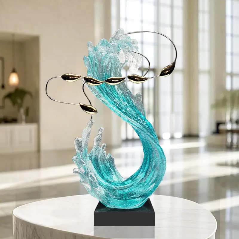 YJQ Modern Home Decoration Crafts Transparent Resin Abstract Sculpture Model House Living Room Ornament