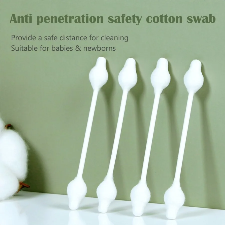 대형 팁 안전 면봉 216개입, 신생아용 천연 종이 스틱 면봉