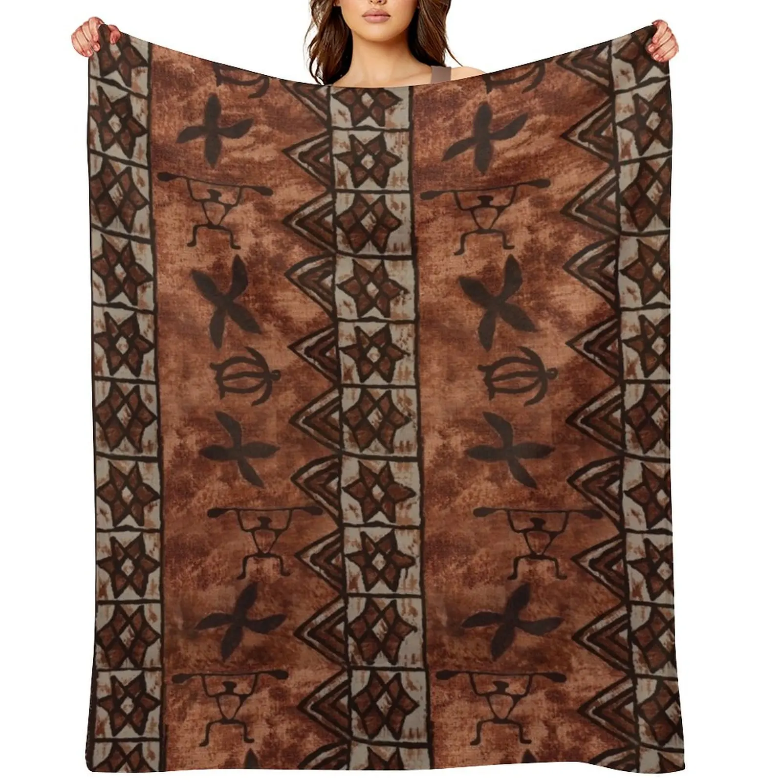 

Vintage Hawaiian Tapa Traditional Mulberry Throw Blanket Blankets For Bed Thins For Decorative Sofa halloween Blankets