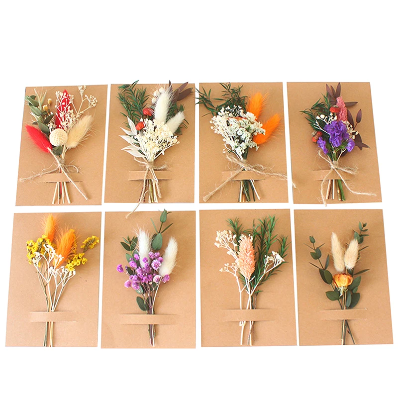 Mini bouquet de fleurs sèches naturelles, boutonnières de demoiselle d'honneur, décor de Noël et de mariage, matériaux floraux bricolage, jour de Léon, 1PC