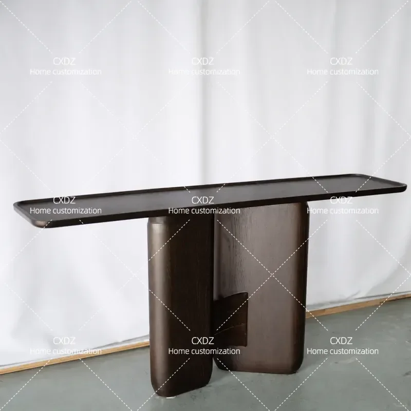 Modern Minimalist Solid Wood Entryway Table Black Rectangular Console for Small Apartment Hallway Living Room Home Decor