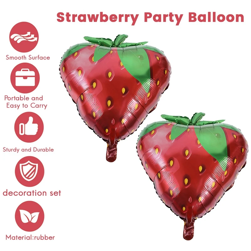 Strawberry Balloon Arch, 157 PCS Strawberry Balloon With Red Pink Green Latex Balloons And Strawberry Foil Balloons