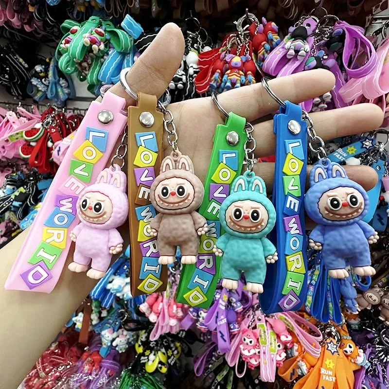 New Cartoon Cartoon Labubu Pendant Jewelry Ins Kawaii Pvc Soft Rubber Car Backpack Keychain Holiday Gifts