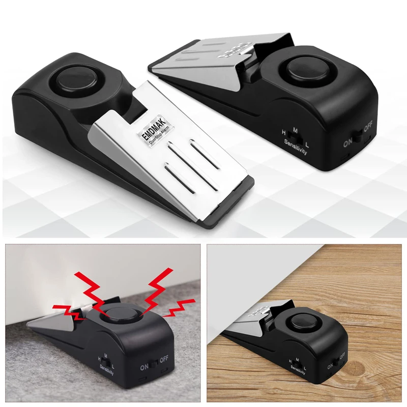 

Door Obstruction Anti-theft Alarm Home Security Door Stopper Hotel Security Devices 120DB Loud Anti-Theft Alarm Door Gap Alarm