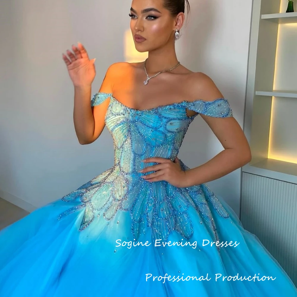 فساتين سهرة فاخرة بدون أكتاف للنساء فستان رسمي لحفلات الكوكتيل من التل النبيل مزين بالترتر فستاين سهرة/فساتين الحفلات الطويلة