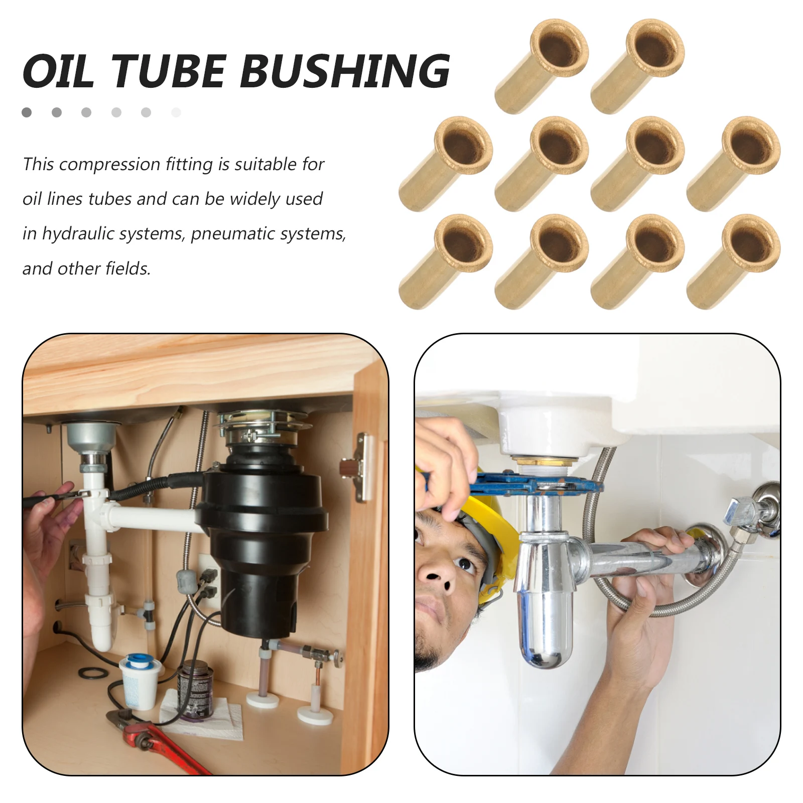 

10pcs Oil Tube Bushing Compression Fittings Copper Oil Line Inserts High Pressure Resistant Fuel Line Adapter Compression