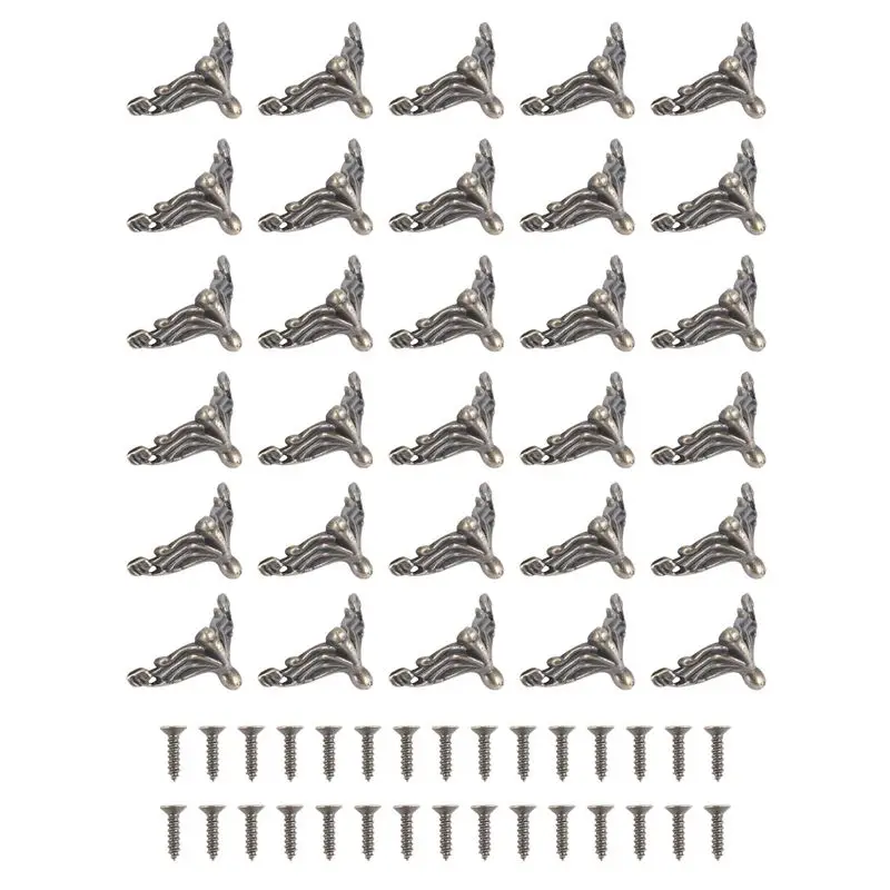 B45C 30개 앤티크 보석함 다리 나무 케이스 모서리 보호대 장식용 가구 다리 DIY 보석함 선물 상자용