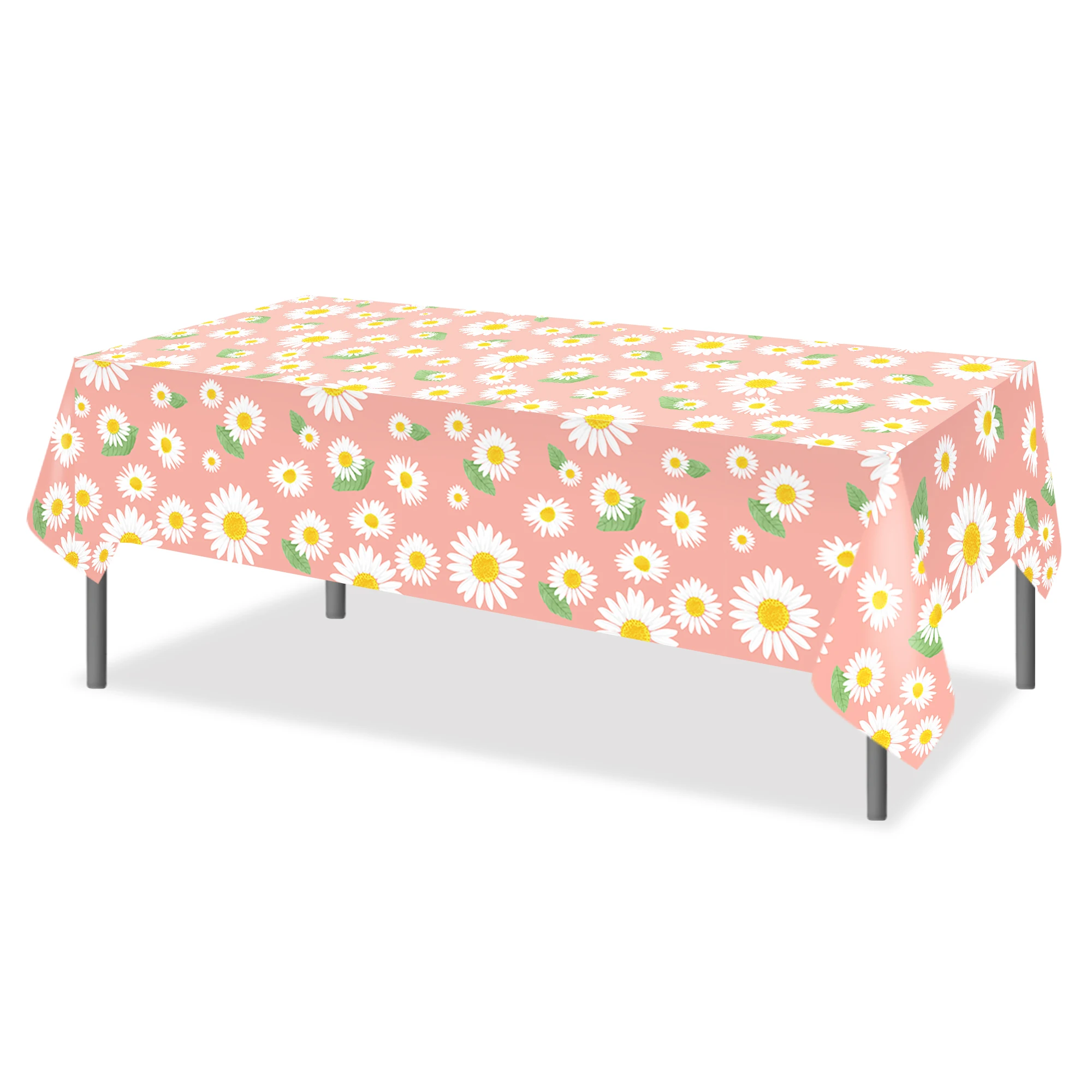 Little Daisy Flower Party Disposable Tablecloth Outdoor Camping Picnic Mat Table Cover Baby Shower Birthday Party Decor Supplies